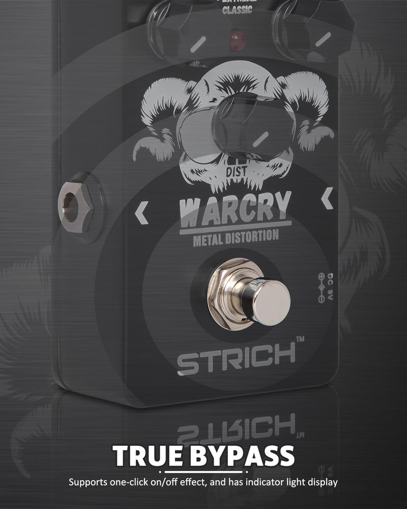 STRICH Metal Distortion Guitar Pedal, WARCRY Distortion 2 Modes Fat, Boost, Normal Classic Crunch 80s Metal/Nu Metal, True Bypass for Electric Guitar, Black and White - Image 5